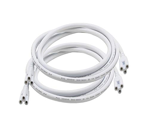 (2-PACK) T5 T8 Tube Light Fixture LED Linkable Cord,3Pin Lamp Connecting Wire, LED Tube Lamp Holder Socket Fittings, Cables White Color,? 4.9FT / 1.5M ?