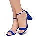 Shoe Land Women's Low Heels - 3-Inch Chunky Block Heeled Sandals with Ankle Strap | Open Toe Short Heels | Comfy Dressy Strappy Sandals for Wedding, Prom, Office, RoyalBlue, Size 7.0, Madeline