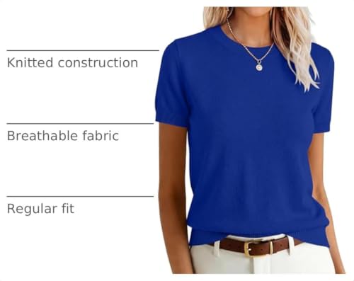 Image of ANRABESS Womens Short Sleeve Sweaters Wool Blend