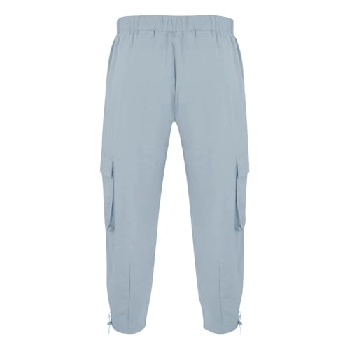 DuDubaby Baggy Pants Men Mens Casual Linen Loose Fit Elastic Drawstring Waist Straight-Legs Summer Beach Long2