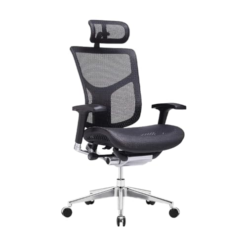 GM Seating Dreem XL Ergonomic Mesh Executive Hi Back, Swivel Chair, Chrome Base with Headrest, Black, Seat Slide, Passive Lumbar Support