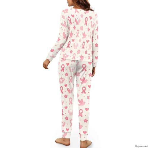 Image of Womens Pajama Sets 2 Piece Pjs Lounge Sets Long Sleeve Sleepwear Crew Neck Pullover Top with Long Pants