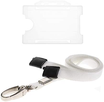 ALG ID Cards® Clear ID Card Badge Holder - Clear Lanyard Card Holder - White Lanyard Neck Strap with Metal Clip & Safety Breakaway Release for Pass Holder