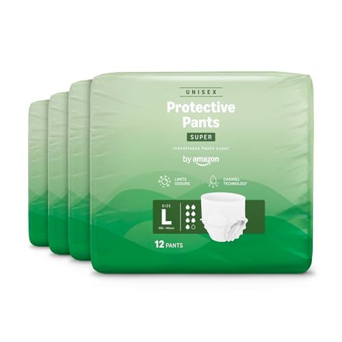 by Amazon Ropa Interior para Incontinencia, Unisex, Talla Grande, 48 Unidades (4 Paquetes de 12)