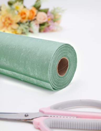 Beesgarden Eukalyptus Grün Vlies Tischläufer 30cm x 30m, Moderne Dekorative Tischbänder für Hochzeiten, Erstkommunion, Taufe, Willkommensfest,Tischdeko, Wiederverwendbar, Einfach zuschneiden