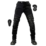 [RENHE] バイクパンツ 冬用 メンズ ライディングパンツ 裏ボア ライダースパンツ プロテクター付き レーシングパンツ 中綿 バイクズボン 防寒保温 伸縮性 ストレッチ素材 ブラックA Mサイズ