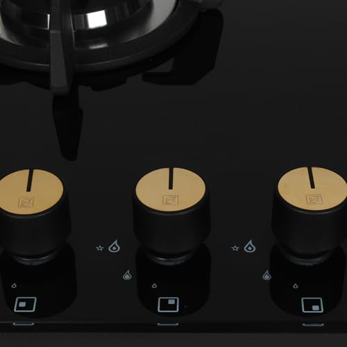 Faber Hob/Hobtop 3 Brass Burner Auto Electric Ignition Glass Top (Maxus HT603 CRS BR CI AI) Black - Image 6
