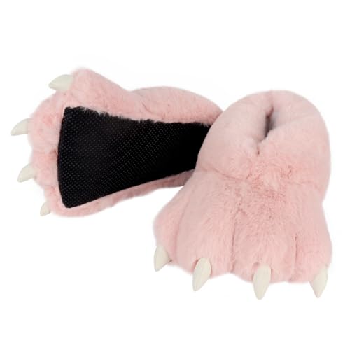 QinRuan Adult Monster Paw Slippers, Fuzzy Animal Claw Comfortable Warm Plush Bear Paw Shoes