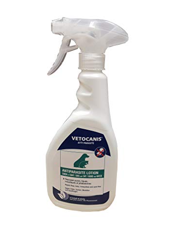 VETOCANIS Spray Anti-puces et Anti-tiques, pour Chien et Chat, Format 500ml