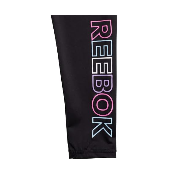 Reebok Girls' Leggings Multipack - 4 Pack Performance Stretch Pants Kids Clothing Bundle, Size 7, Rainbow Tie Dye/Black