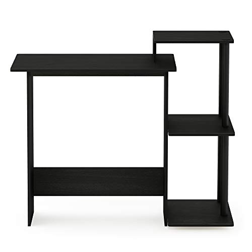 Image of Furinno EFFICIENT Desk, 28.6 inch Wide Gaming Desk with 3 Open Side Shelves, Laptop Notebook Computer Desk, Office Desk for Home Office, Study Room, Dorm, Bedroom, Americano