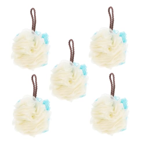 SHERCHPRY 5Pcs Bath Scrubbers Skin Exfoliating Shower Loofah Balls for Adults Body Cleaning Dual for Relaxing and Refreshing Showers