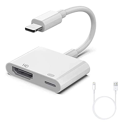 Lightning to HDMI Adapter and Lightning Cable,Apple MFi Certified Lightning to Digital AV Adapter 1080P Sync Screen Converter with Charging Port,iPad/iPhone to HDMI Adapter for TV/Projector/Monitor