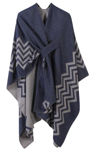 Women's Retro Pashmina Shawl Wraps Fashion Open Front Poncho Cape Large Cardigan Sweater Coat4