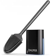 DALIPER Black Silicone Toilet Bowl Brush & No-Drip Holder Set - Quick-Dry Wall or Floor Mount, Fl...