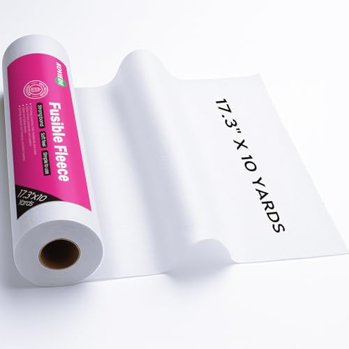 KOVIEDE Fusible Fleece Interfacing 17.3 x 10 Yards Mediumweight One-Sided Loft Iron On Fusible Fleece White for Sewing Quilting Crafting and Home Decor