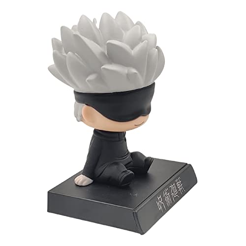 Image of AUGEN Super Hero Satoru Gojo Jujutsu Kaisen Action Figure Limited Edition Bobblehead with Mobile Holder for Car Dashboard, Office Desk & Study Table (Pack of 1)(Plastic)