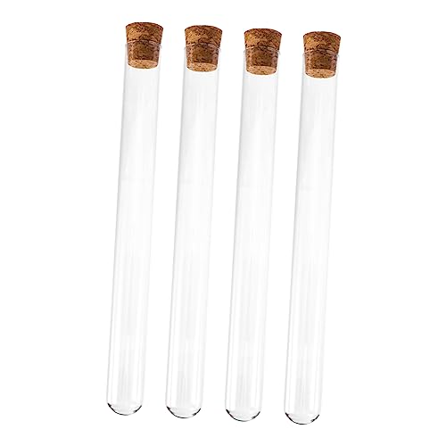 NAMOARLY 4pcs Glass Test Tubes Clear Science Tubes Small Vials Test Tubes for Lab Test Tube Jar Test Tubes with Stoppers Science Test Tubes Test Tubes with Lids Specimen Bottle Wooden