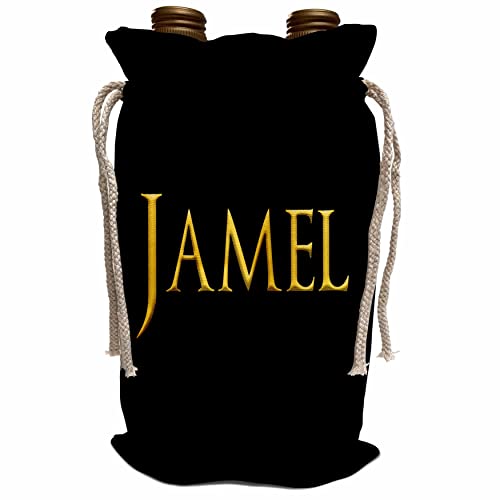 3dRose Jamel classic boy baby name in America. Yellow on black charm - Wine Bags (wbg_356432_1)