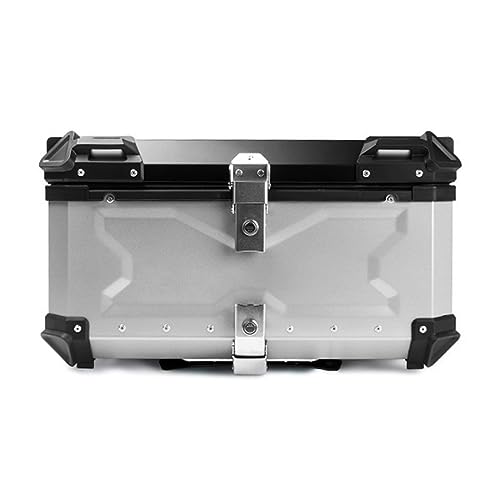 Maletero Para Motocicleta, Caja Para Moto Para Casco Motocicleta, Funda Superior Para Motocicleta Impermeable 65L 85L 100L Baúl Trasero De Moto Aluminio Con Bloqueo De Seguridad ( Color : Plata , Size