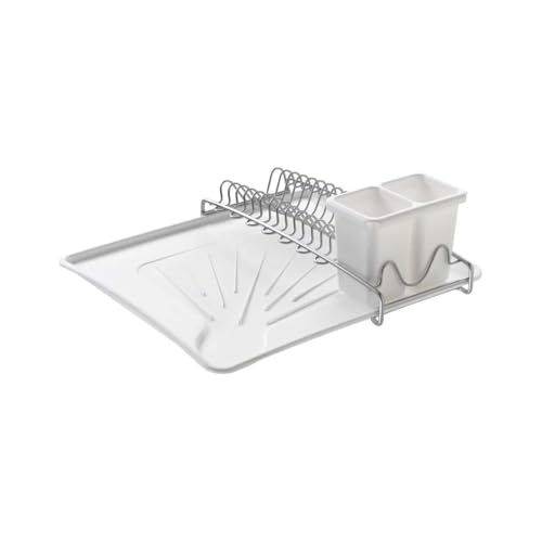Avilia Escurridor con barreño, portacubiertos y Rejilla para Platos – Escurreplatos de Fregadero Que Ahorra Espacio, Resistente a la oxidación, 31 x 35 x 12 cm