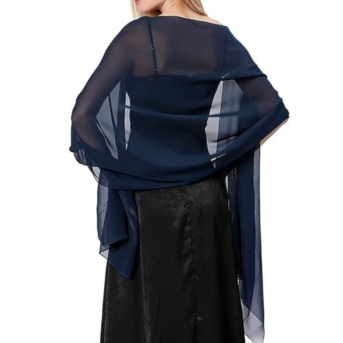 TIHNY Écharpes et Étoles en Mousseline pour Femmes - 177x75cm Châle Léger Transparent, Élégant Voile de Mariage pour Soirées, Cérémonies, Robes, Bleu...