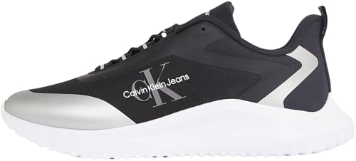 Calvin Klein Damen Runner Sneaker Eva Runner Low Lace Mix ohne Schnüren, Schwarz (Black/Silver), 37