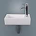 Walcut White Small Bathroom Sink Mini Wall Mount Vanity Corner rv Corner Sink Rectangle Porcelain Ceramic Vessel Vintage Basin and Chrome Faucet Drain Combo Right Hand Lavamanos Bathroom