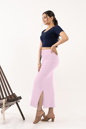Image of DESI GIRL Cotton Lycra Stretchable Saree Shapewear Petticoat with Drawstring for Women | Fishcut Saree Petticoat with Side Slit for Easy Movement | Saree Shaper | Long inskirt