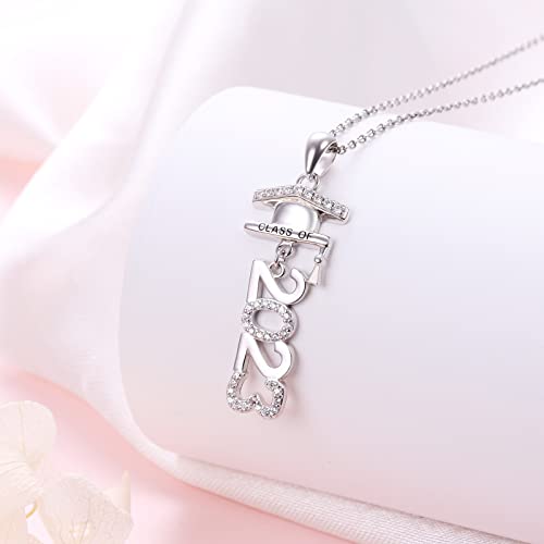 Alphm Necklace Class Of 2023 925 Sterling Silver Graduation High School College Graduation Necklace For Her Women Jewelry Gifts #TOP2
