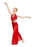 inlzdz Mono De Danza Lírica Contemporánea para Niña Maillot De Ballet Patinaje Sin Manga Traje De Baile De Salón Rojo 11-12 años