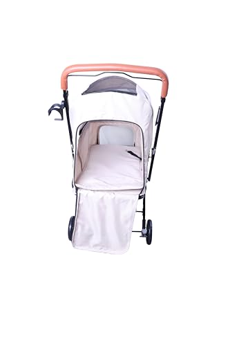 Image of Reversible Pet Stroller (4 Wheels for Cats and Dogs) for Small and Medium Pets up to 33 lbs.Khaki
