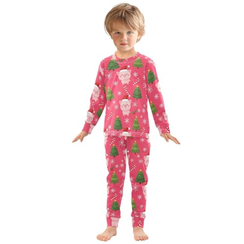 Pajama Sets Long Sleeve Christmas Pigs Trees Snowflakes Candy Soft Comfy Sleepwear 2 Piece PJS 3-8T2