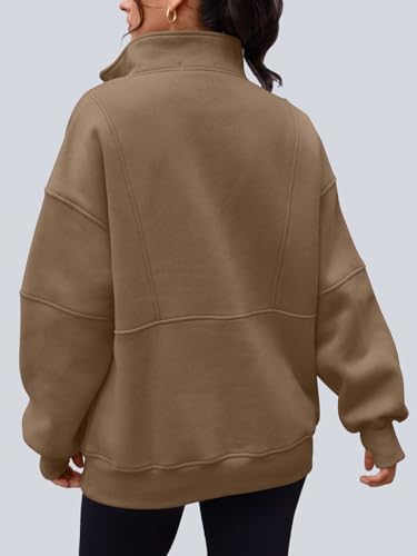 Image of AUTOMET Women's Quarter Zip Oversized Sweatshirt Fleece Mock Neck Pullover