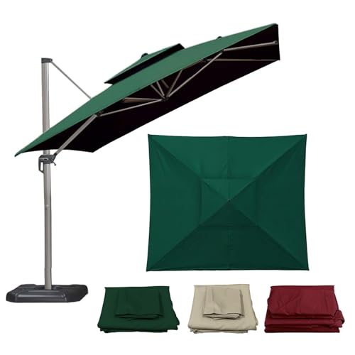 Baldacchino Di Ricambio 8 Stecche Telo Di Ricambio Per Ombrellone A 2 Livelli Da Patio Quadrato 3x3m 2.5x2.5M, Copertura Per Ombrellone Da Tavolo Impermeabile E Resistente Per Esterni(Dark-Green,2.5x2