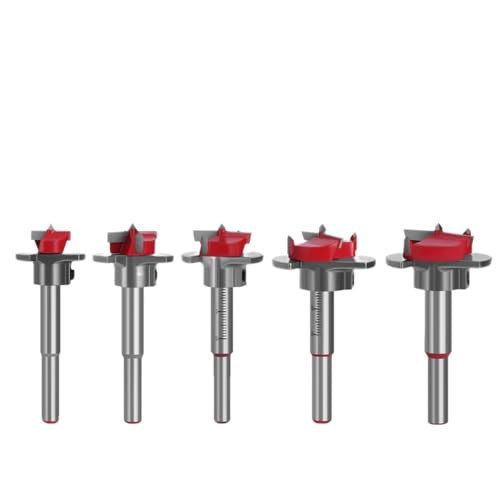Lagnlnaoy 5PCS Positioning Hole Saw Kit Adjustable 15-35mm Hinge Hole Opener Woodworking Carbide Drill Bits Set