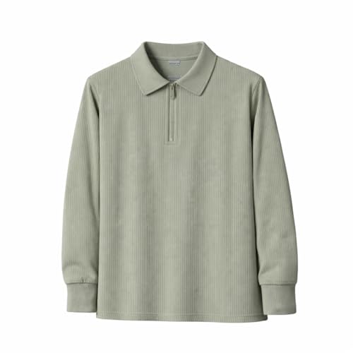 Image of Mack Jonney Men's Premium Ribbed Half-Zip Polo T-Shirt | Long Sleeve Soft Stretch Fabric | Stylish Casual & Smart Wear Top-M6814