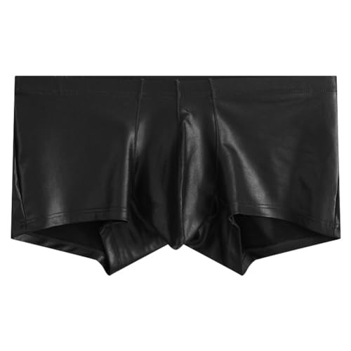 Men's Imitation Leather Underwear Trunks Low Rise Pouch Boxer Briefs3