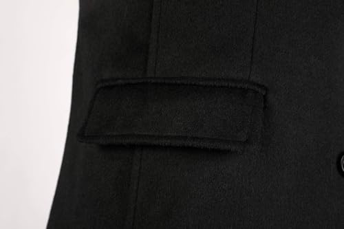 ebossy Men's Wool Blend Full Length Overcoat Single Breasted Long Coat with Flap Pocket4