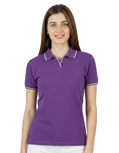 Image of Scott International Women's Cotton Polo T-Shirt | Half Sleeve Plain Collar Tee | Stylish Casual Top | Plain T-Shirt for Girls | Workwear for Office & Casual Wear