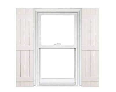 Polaris Homeside 4 Board and Batten Joined Vinyl Shutters (1 Pair) 14-1/2in. x 71in. - 930 White