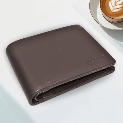 Image of Genuine Leather Bi-Fold Wallet (Brown) for Men | 3 Card Slots, 2 Hidden Pockets, 3 Notes Compartments and 1 Coin Compartment | Non-Stitched, Seamless Design, Stylish and Durable