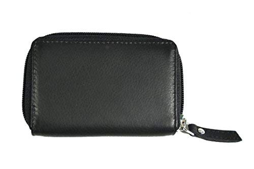 Preisvergleich Produktbild kompaktes echt Leder Kreditkartenetui mit RFID Schutz Hülle Visitenkarten Etui mit Reißverschluss Jockey Club Nappaleder