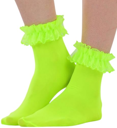Image of ToBeInStyle Women's Indie Girl Ruffle Trim Heart Net Design Ankle High Fashion Socks
