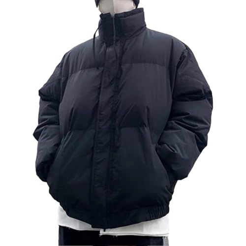 Arnodefrance Men Puffer Jacket Winter Cotton Coat Zip Up Long Sleeve Jackets Stand Collar Baggy Coat4