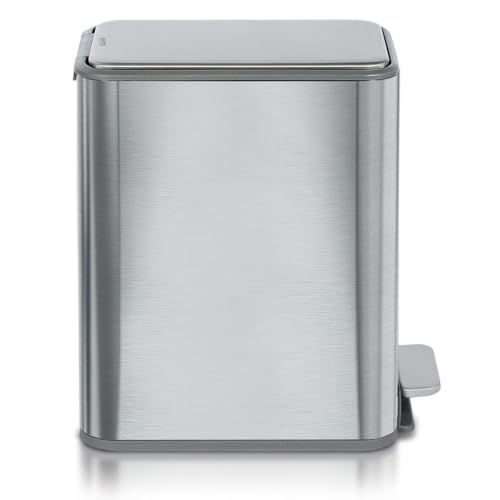 Caneca de basura delgada para baño con tapa y pedal paso a paso miniatura 2