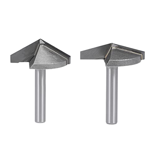uxcell Router Bits 6mm Shank 32mm Dia. 120 Degree & 150 Degree V-Groove End Mill Tungsten Steel for CNC Woodworking Engraving Edge Trimmer