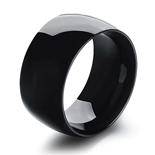 ZENSE - Bague pour homme en acier de titane noir ZR0164, taille 73