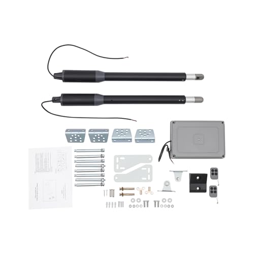HIFMGHE Automatic Dual Swing Gate Opener Kit, Heavy Duty Electric Gate Opener for Doors up to 650LBS, Dual Arm Swing Gates Opener with Remote Control for Double Driveway Gates