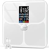 ABLEGRID Wiederaufladbar Körperfettwaage, LED Personenwaage Digital Mit Körperfett Und...
